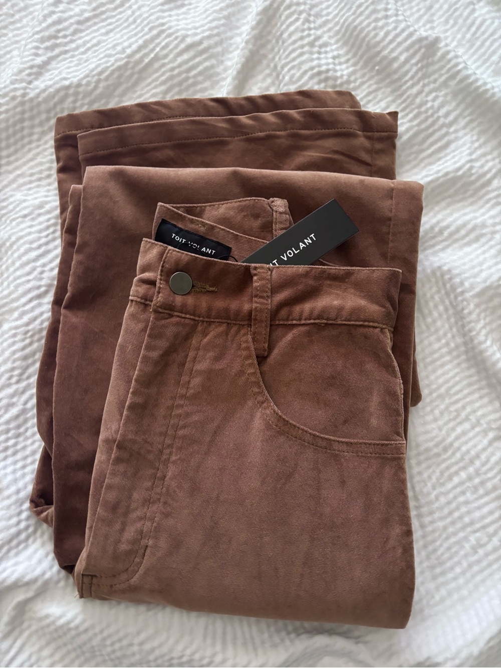 Toit Volant Coco Cowboy High Rise Wide Leg Velour Pants